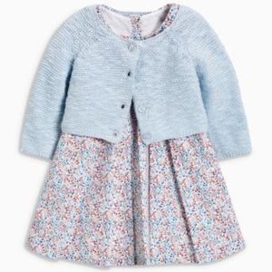 Blue Floral dress with Matching Cardigan
